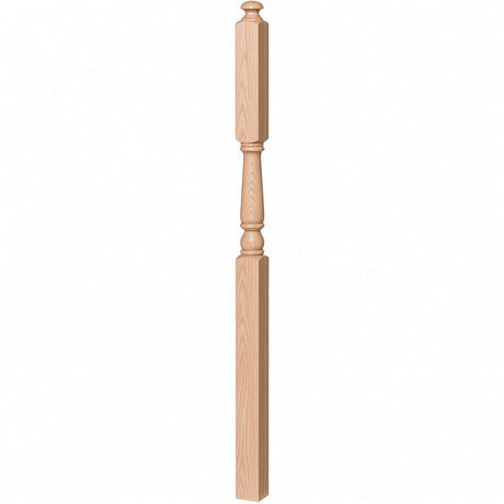 4046A-13 3" x 60" Intermediate Landing Newel Post with 13" Turning, Beech