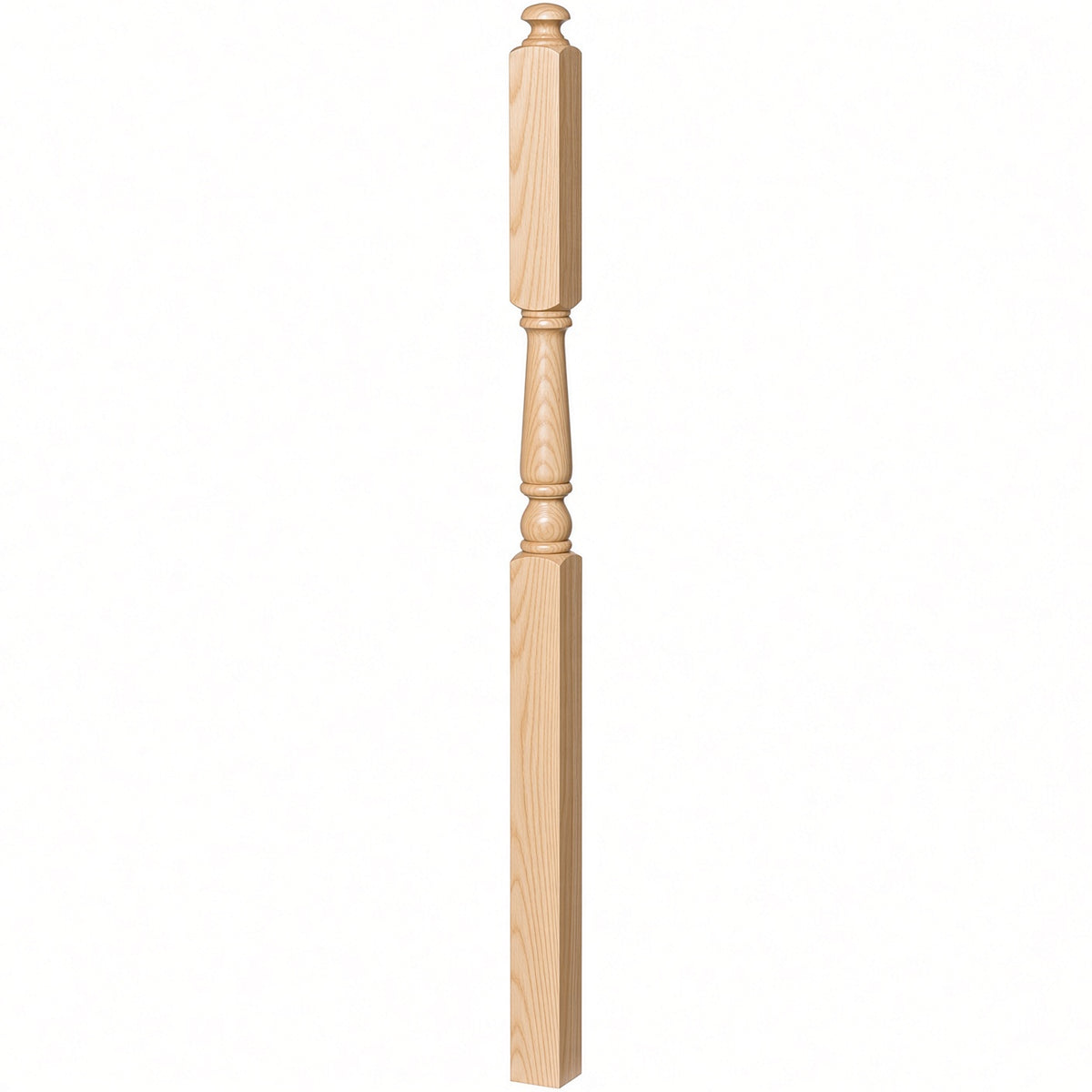 4046A-13 3" x 60" Intermediate Landing Newel Post with 13" Turning, Birch