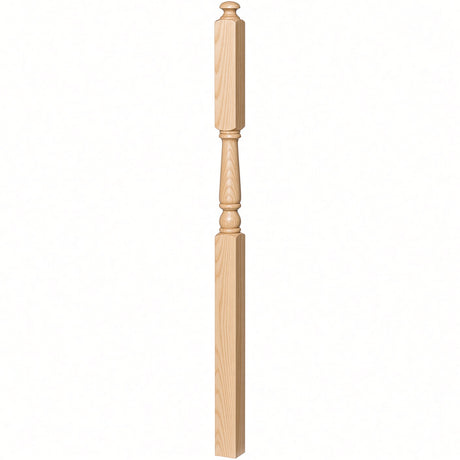 4046A-13 3" x 60" Intermediate Landing Newel Post with 13" Turning, Birch