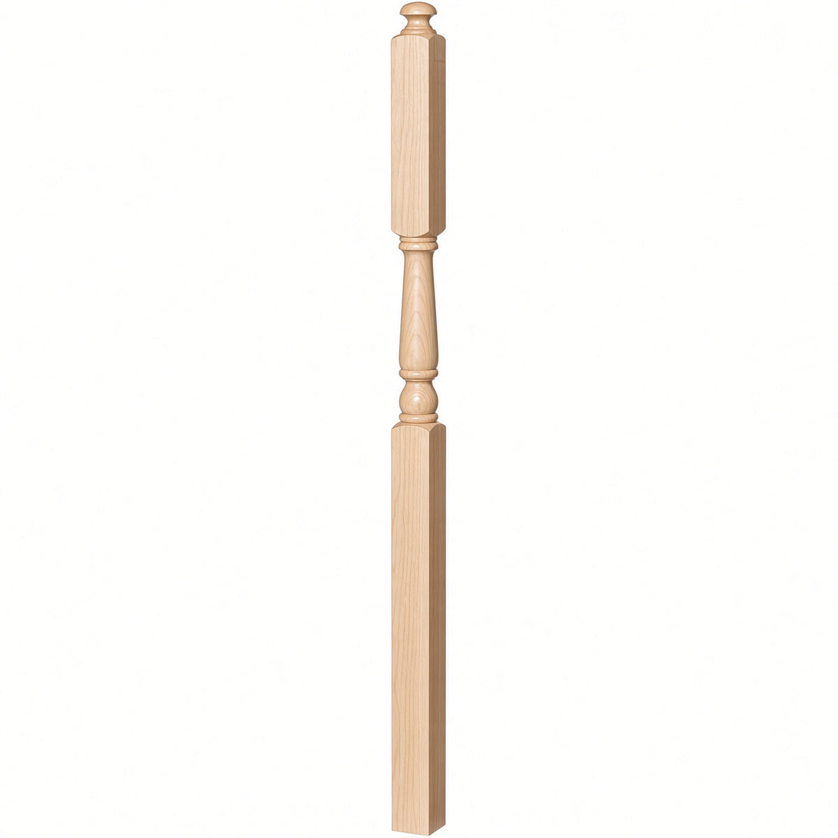 4046A-13 3" x 60" Intermediate Landing Newel Post with 13" Turning, Hard Maple