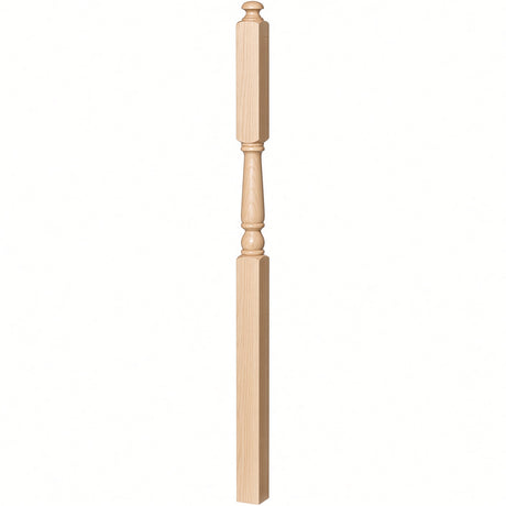 4046A-13 3" x 60" Intermediate Landing Newel Post with 13" Turning, Hard Maple
