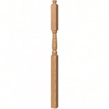 4046A-13 3" x 60" Intermediate Landing Newel Post with 13" Turning, Hickory