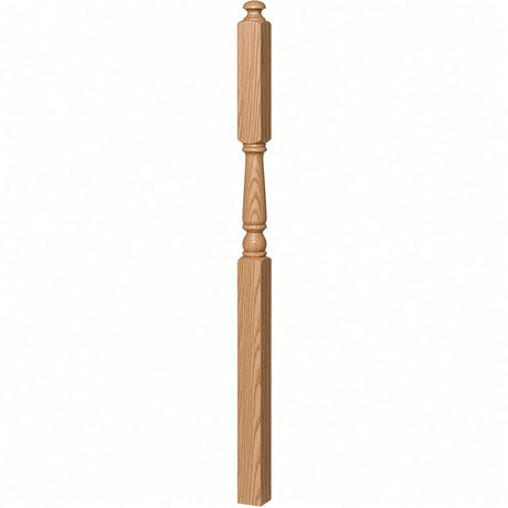 4046A-13 3" x 60" Intermediate Landing Newel Post with 13" Turning, Hickory