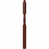 4046A-13 3" x 60" Intermediate Landing Newel Post with 13" Turning, Mahogany