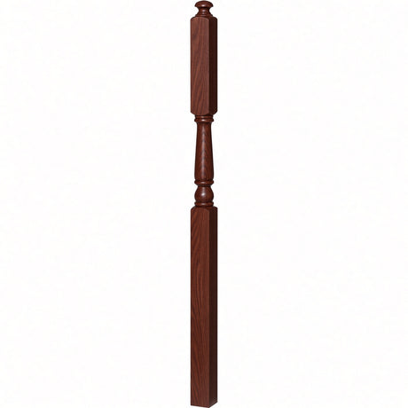 4046A-13 3" x 60" Intermediate Landing Newel Post with 13" Turning, Mahogany