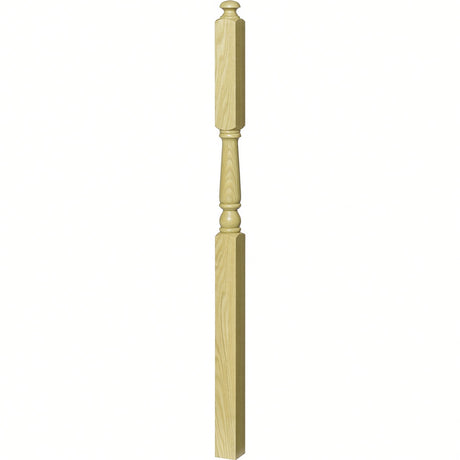 4046A-13 3" x 60" Intermediate Landing Newel Post with 13" Turning, Poplar