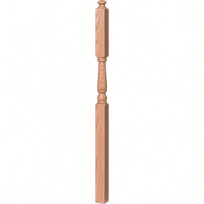 4046A-13 3" x 60" Intermediate Landing Newel Post with 13" Turning, Red Oak