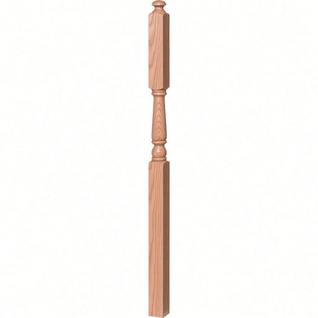 4046A-13 3" x 60" Intermediate Landing Newel Post with 13" Turning, Red Oak