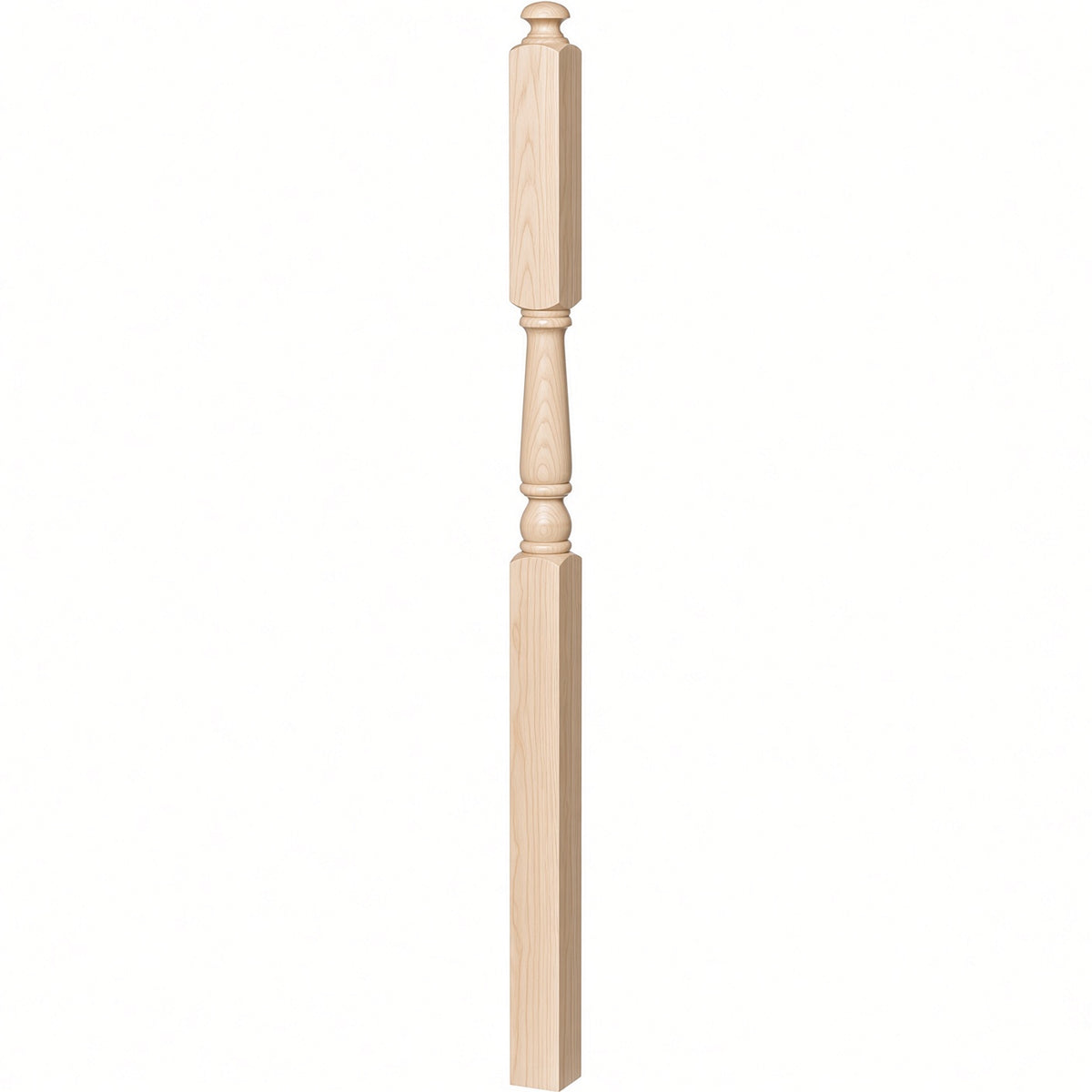 4046A-13 3" x 60" Intermediate Landing Newel Post with 13" Turning, Soft Maple