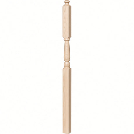 4046A-13 3" x 60" Intermediate Landing Newel Post with 13" Turning, Soft Maple