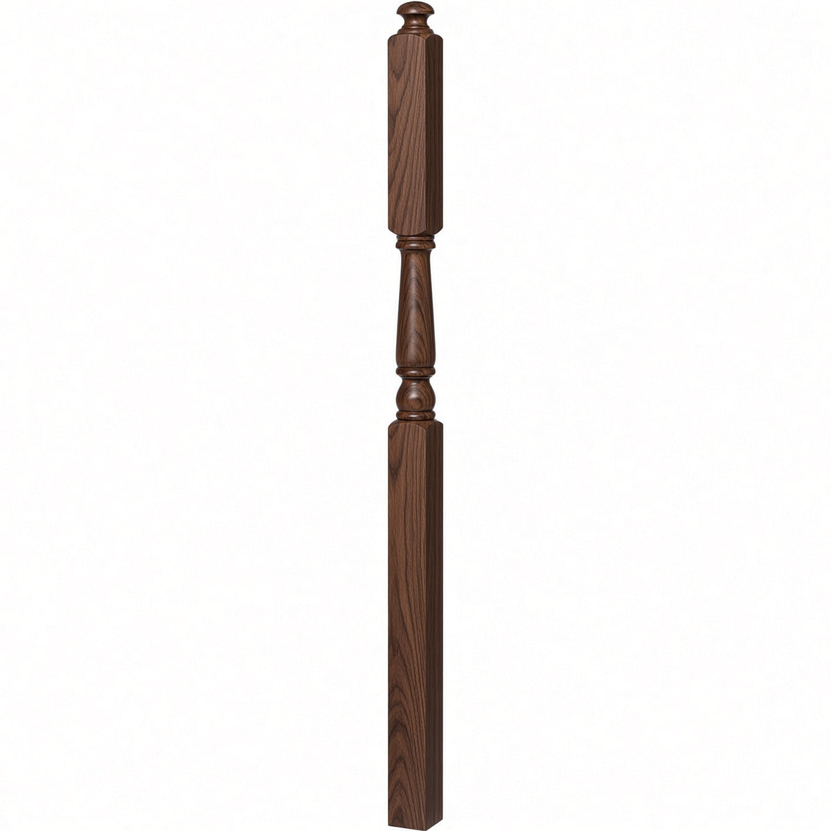 4046A-13 3" x 60" Intermediate Landing Newel Post with 13" Turning, Walnut