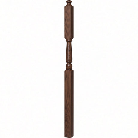 4046A-13 3" x 60" Intermediate Landing Newel Post with 13" Turning, Walnut