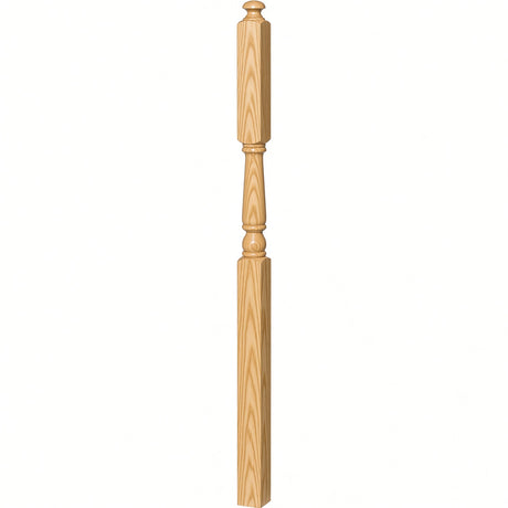 4046A-13 3" x 60" Intermediate Landing Newel Post with 13" Turning, Yellow Pine