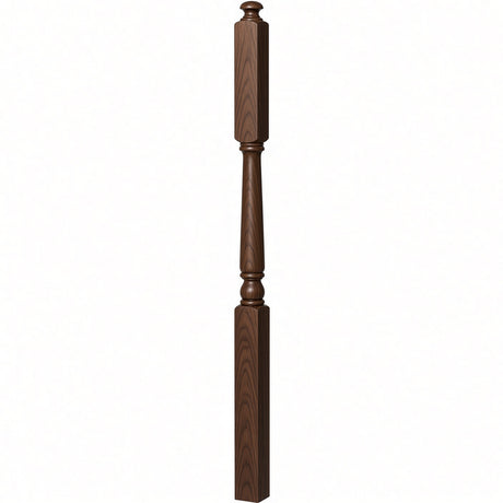 4046A 3" X 60" Intermediate Landing Colonial Newel Post, Walnut