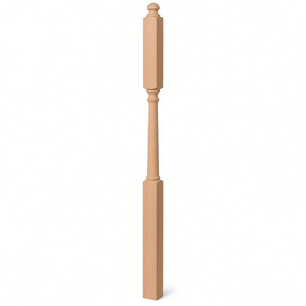4046B 3" X 60" Mushroom Top or Ball Top Colonial Intermediate Landing Newel Post, Alder