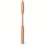 4046B 3" X 60" Mushroom Top or Ball Top Colonial Intermediate Landing Newel Post, Alder