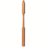 4046B 3" X 60" Mushroom Top or Ball Top Colonial Intermediate Landing Newel Post, American Cherry