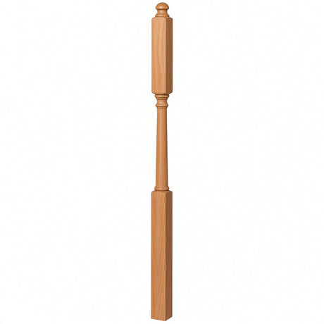 4046B 3" X 60" Mushroom Top or Ball Top Colonial Intermediate Landing Newel Post, American Cherry