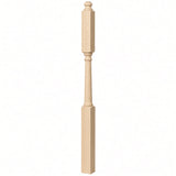 4046B 3" X 60" Mushroom Top or Ball Top Colonial Intermediate Landing Newel Post, Ash
