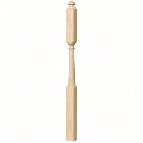 4046B 3" X 60" Mushroom Top or Ball Top Colonial Intermediate Landing Newel Post, Ash