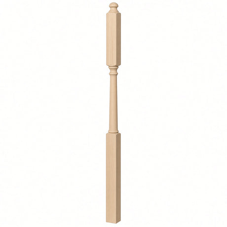 4046B 3" X 60" Mushroom Top or Ball Top Colonial Intermediate Landing Newel Post, Beech