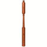 4046B 3" X 60" Mushroom Top or Ball Top Colonial Intermediate Landing Newel Post, Brazilian Cherry