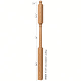 4046B 3" X 60" Mushroom Top or Ball Top Colonial Intermediate Landing Newel Post, Dimensional Information