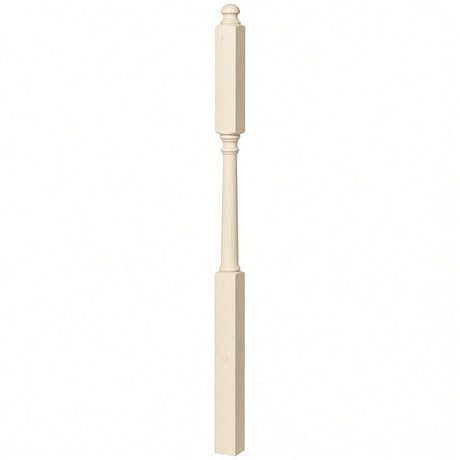 4046B 3" X 60" Mushroom Top or Ball Top Colonial Intermediate Landing Newel Post, Hard Maple