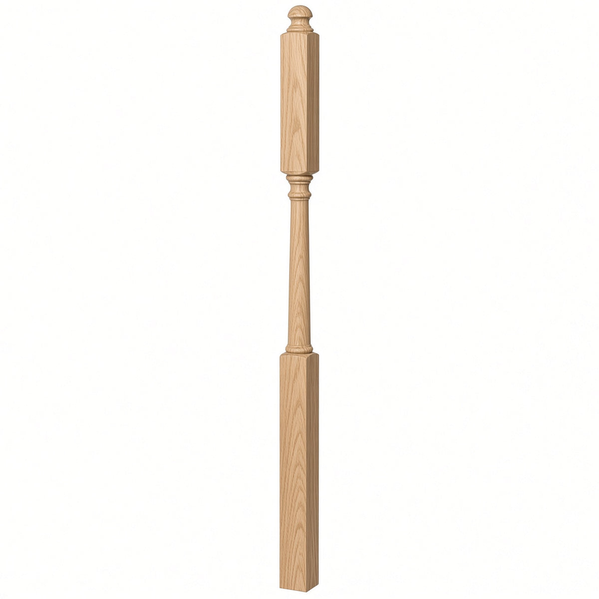 4046B 3" X 60" Mushroom Top or Ball Top Colonial Intermediate Landing Newel Post, Hickory