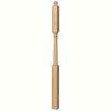 4046B 3" X 60" Mushroom Top or Ball Top Colonial Intermediate Landing Newel Post, Hickory