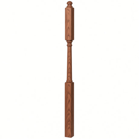 4046B 3" X 60" Mushroom Top or Ball Top Colonial Intermediate Landing Newel Post, Mahogany