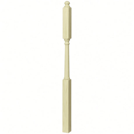 4046B 3" X 60" Mushroom Top or Ball Top Colonial Intermediate Landing Newel Post, Poplar
