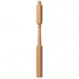4046B 3" X 60" Mushroom Top or Ball Top Colonial Intermediate Landing Newel Post, Red Oak
