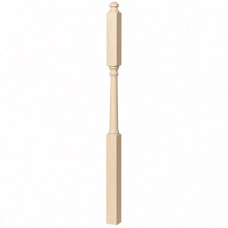 4046B 3" X 60" Mushroom Top or Ball Top Colonial Intermediate Landing Newel Post, Soft Maple
