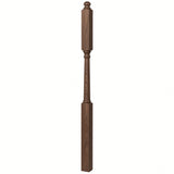 4046B 3" X 60" Mushroom Top or Ball Top Colonial Intermediate Landing Newel Post, Walnut