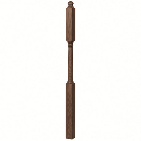 4046B 3" X 60" Mushroom Top or Ball Top Colonial Intermediate Landing Newel Post, Walnut