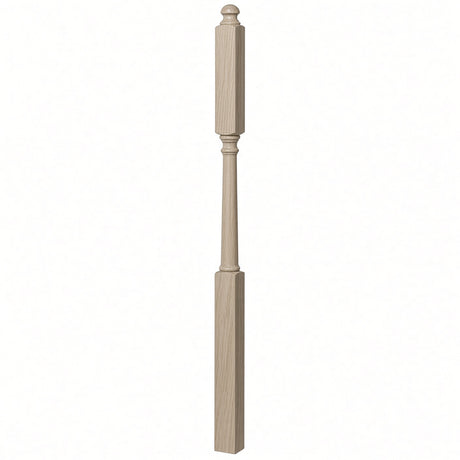 4046B 3" X 60" Mushroom Top or Ball Top Colonial Intermediate Landing Newel Post, White Oak