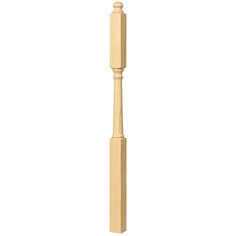 4046B 3" X 60" Mushroom Top or Ball Top Colonial Intermediate Landing Newel Post, Yellow Pine