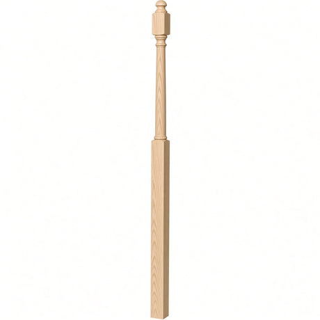 4048B 3" x 72" Mushroom Top or Ball Top Colonial Landing Newel Post, Ash