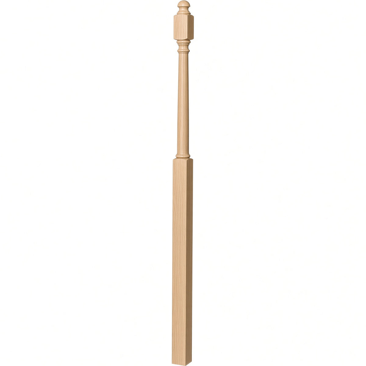 4048B 3" x 72" Mushroom Top or Ball Top Colonial Landing Newel Post, Beech