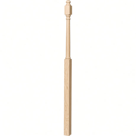 4048B 3" x 72" Mushroom Top or Ball Top Colonial Landing Newel Post, Birch