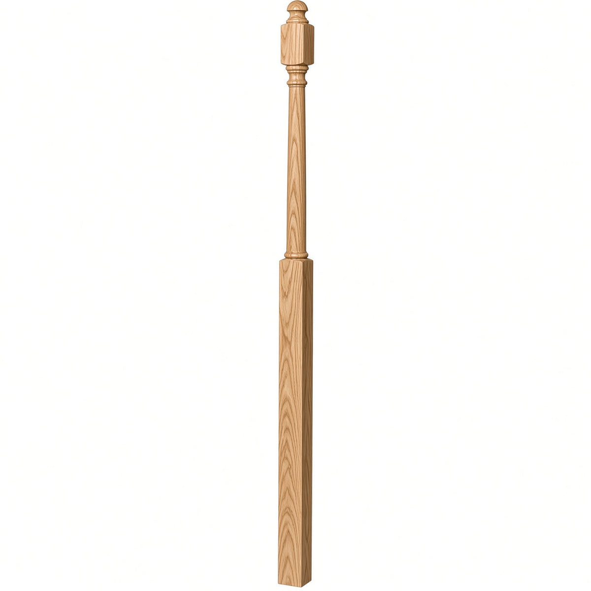 4048B 3" x 72" Mushroom Top or Ball Top Colonial Landing Newel Post, Hickory