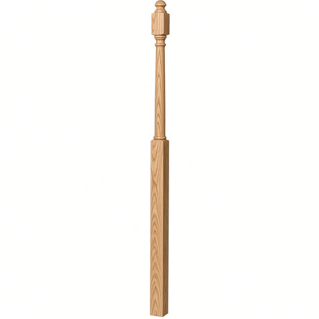 4048B 3" x 72" Mushroom Top or Ball Top Colonial Landing Newel Post, Hickory