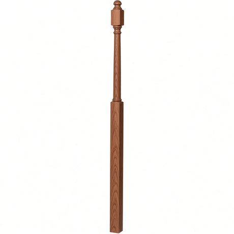 4048B 3" x 72" Mushroom Top or Ball Top Colonial Landing Newel Post, Mahogany