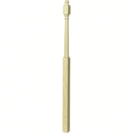 4048B 3" x 72" Mushroom Top or Ball Top Colonial Landing Newel Post, Poplar