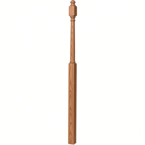 4048B 3" x 72" Mushroom Top or Ball Top Colonial Landing Newel Post, Red Oak