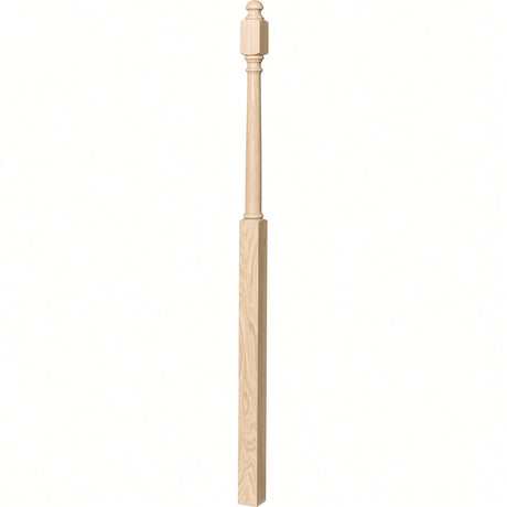 4048B 3" x 72" Mushroom Top or Ball Top Colonial Landing Newel Post, Soft Maple