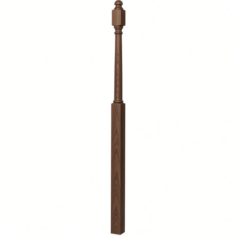 4048B 3" x 72" Mushroom Top or Ball Top Colonial Landing Newel Post, Walnut