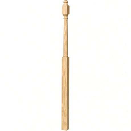 4048B 3" x 72" Mushroom Top or Ball Top Colonial Landing Newel Post, Yellow Pine