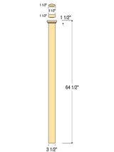C-4075 Landing Plain Box Newel Post Dimensional Information (64" version shown)